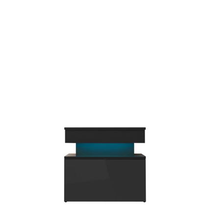 Bedside table with LED lighting GLOSSA 51x55 cm black/glossy black