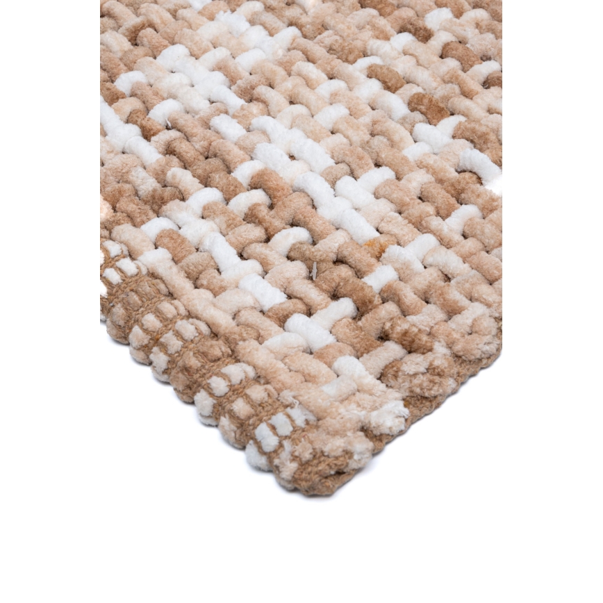 BELWEDER Bathroom Mat 60x100 cm Beige/White