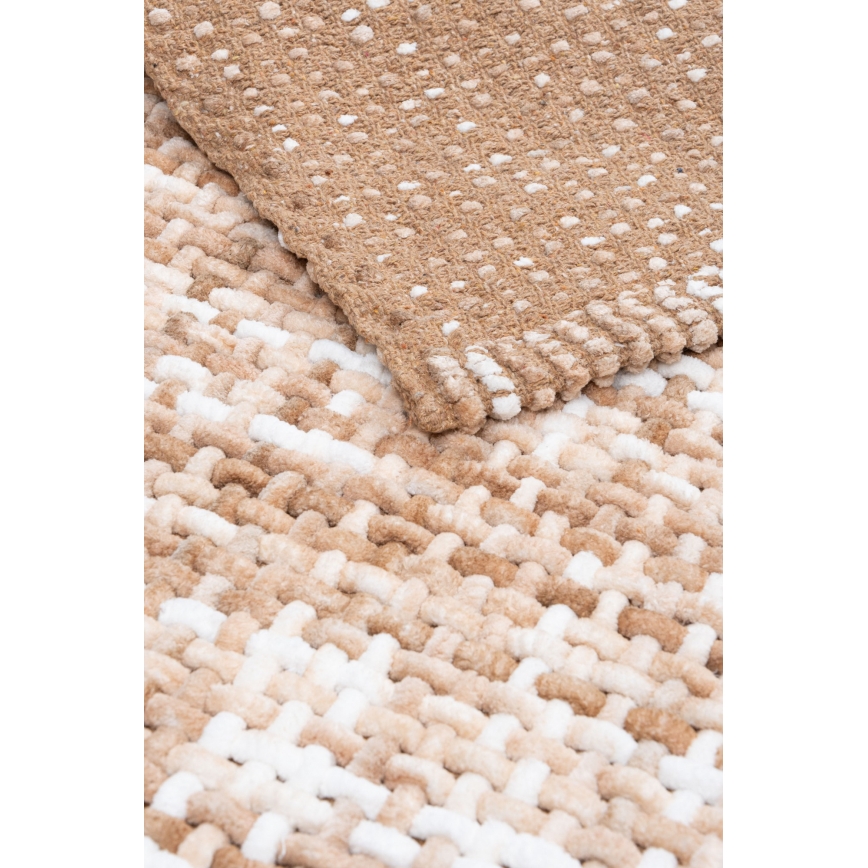 BELWEDER Bathroom Mat 60x100 cm Beige/White
