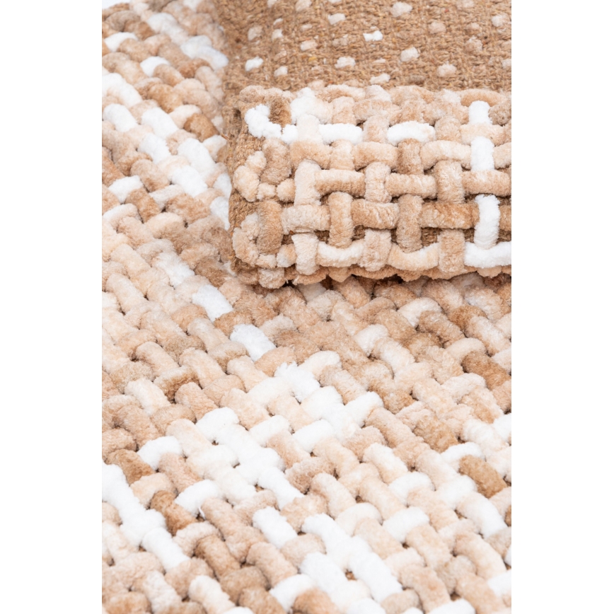 BELWEDER Bathroom Mat 60x100 cm Beige/White