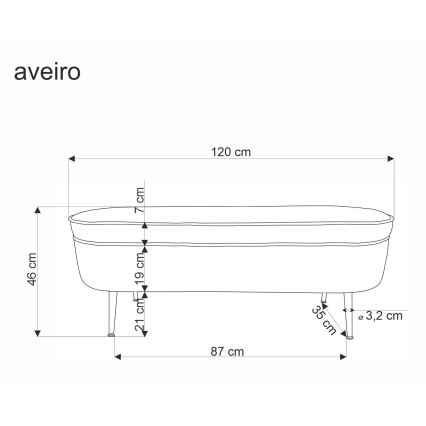Bench with a storage space AVEIRO 46x120 cm white