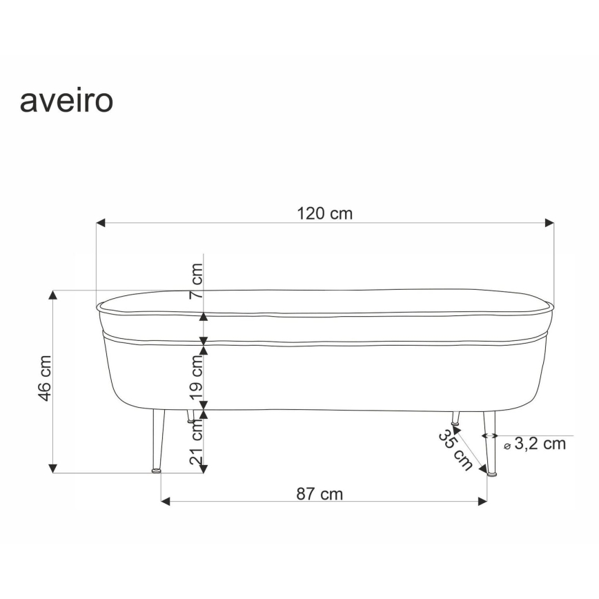 Bench with a storage space AVEIRO 46x120 cm white