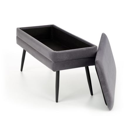 Bench with a storage space VELVA 37x78 cm grey