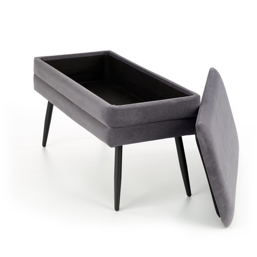Bench with a storage space VELVA 37x78 cm grey