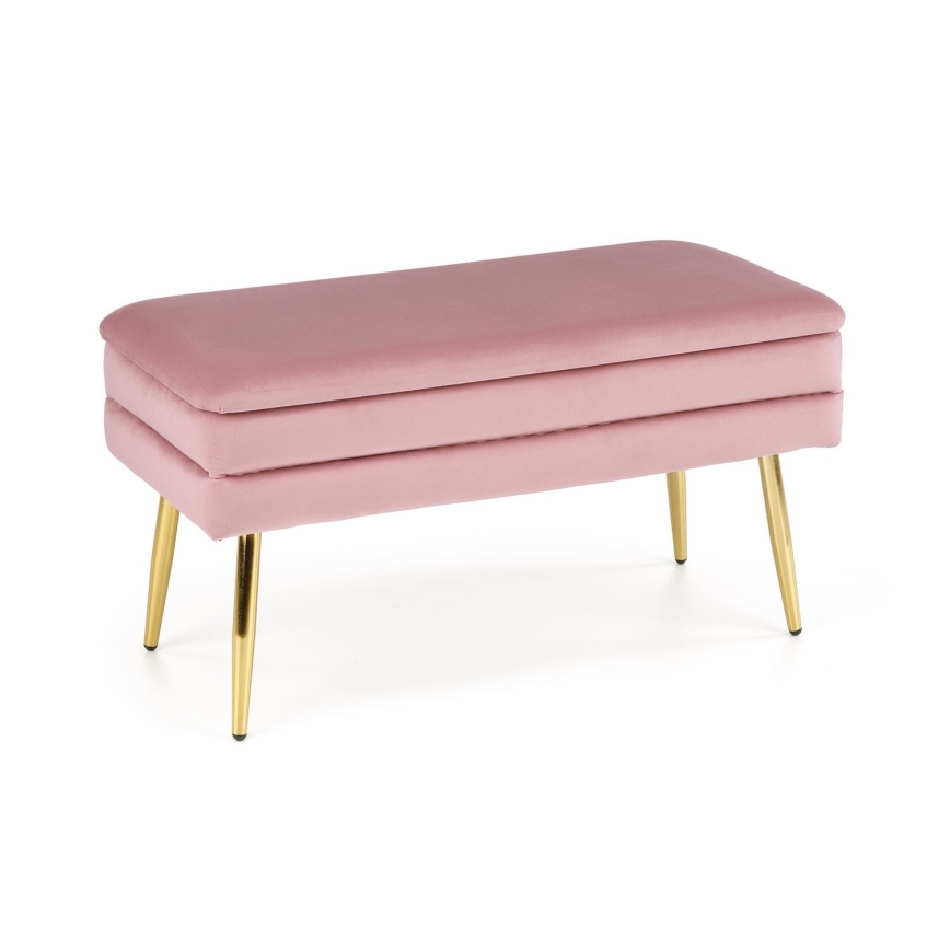 Bench with a storage space VELVA 37x78 cm pink/gold