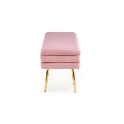 Bench with a storage space VELVA 37x78 cm pink/gold
