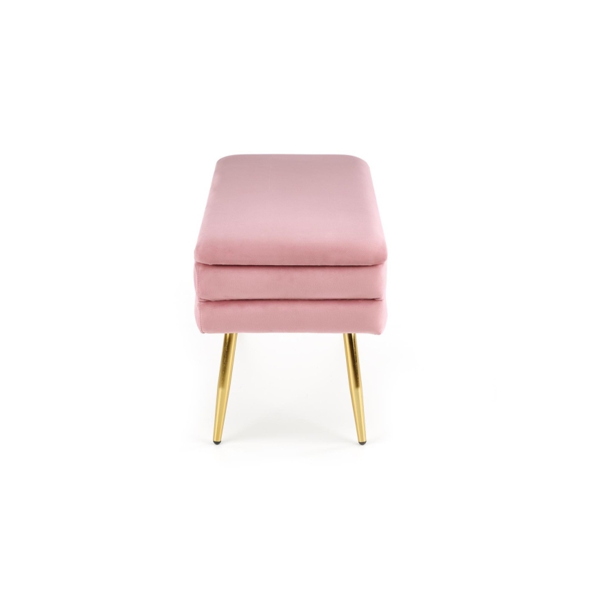 Bench with a storage space VELVA 37x78 cm pink/gold