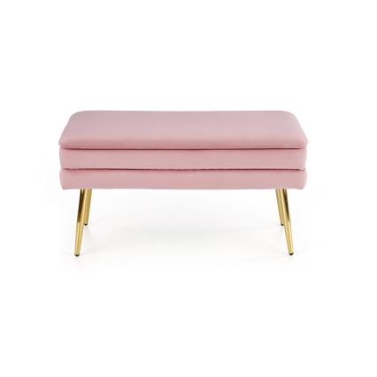 Bench with a storage space VELVA 37x78 cm pink/gold