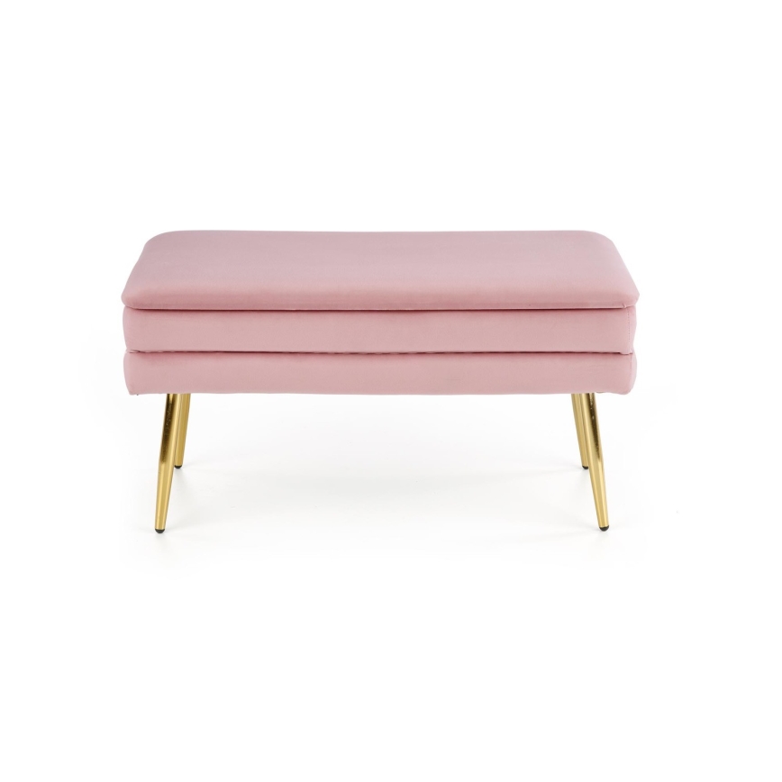 Bench with a storage space VELVA 37x78 cm pink/gold