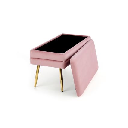 Bench with a storage space VELVA 37x78 cm pink/gold