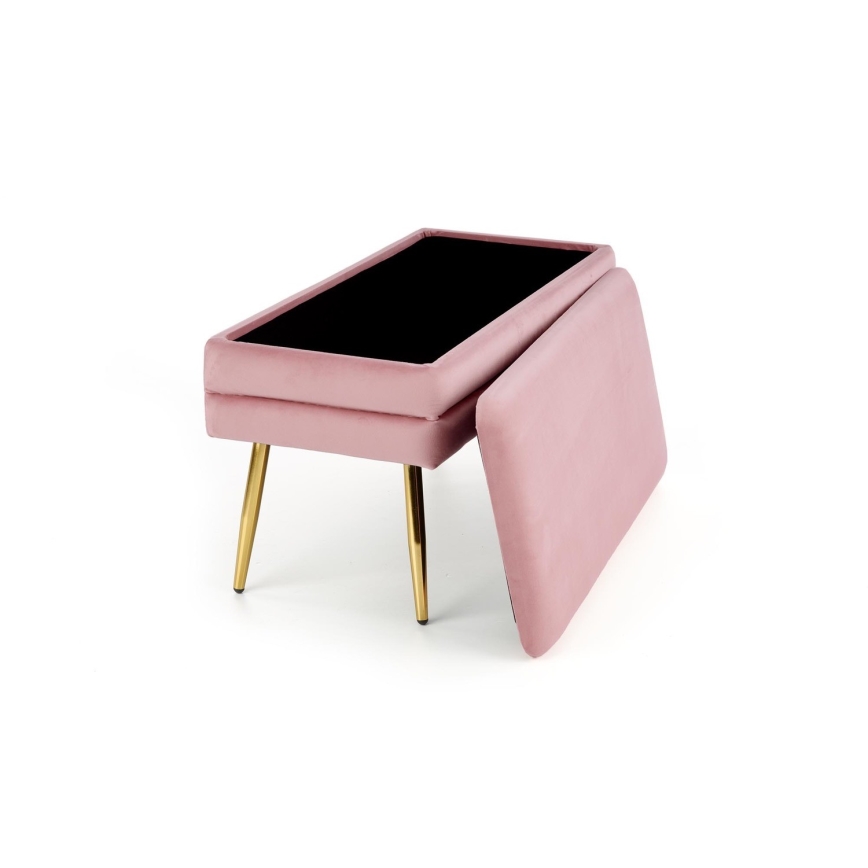 Bench with a storage space VELVA 37x78 cm pink/gold