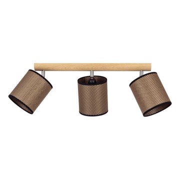 BENITA 3-Light Spotlight, 3×E27 (25W) 230V — Brown/Oak
