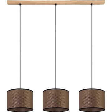 BENITA cable-hung pendant light 3xE27/40W/230V brown/oak