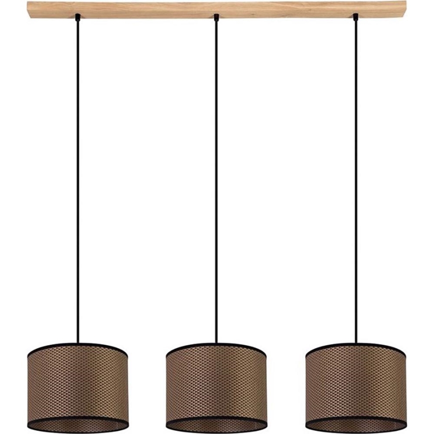 BENITA cable-hung pendant light 3xE27/40W/230V brown/oak