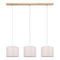 BENITA cable-hung pendant light 3xE27/40W/230V cream/oak
