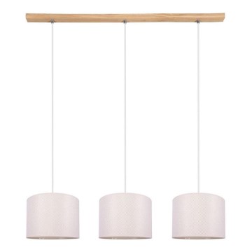 BENITA cable-hung pendant light 3xE27/40W/230V cream/oak