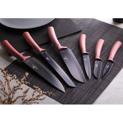 BerlingerHaus - Set of stainless steel knives with magnetic stand 6 pcs stainless steel/rose gold