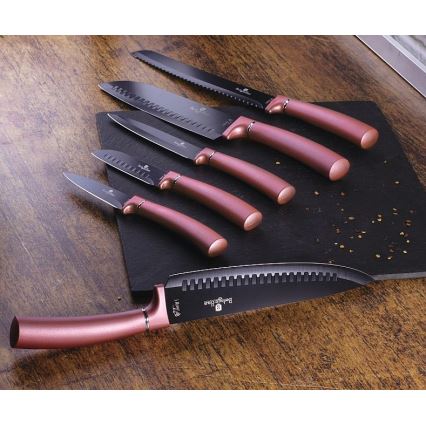 BerlingerHaus - Set of stainless steel knives with magnetic stand 6 pcs stainless steel/rose gold