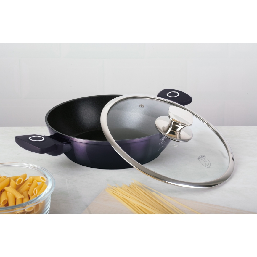 BerlingerHaus - Shallow pot with titanium surface + lid 24 cm purple