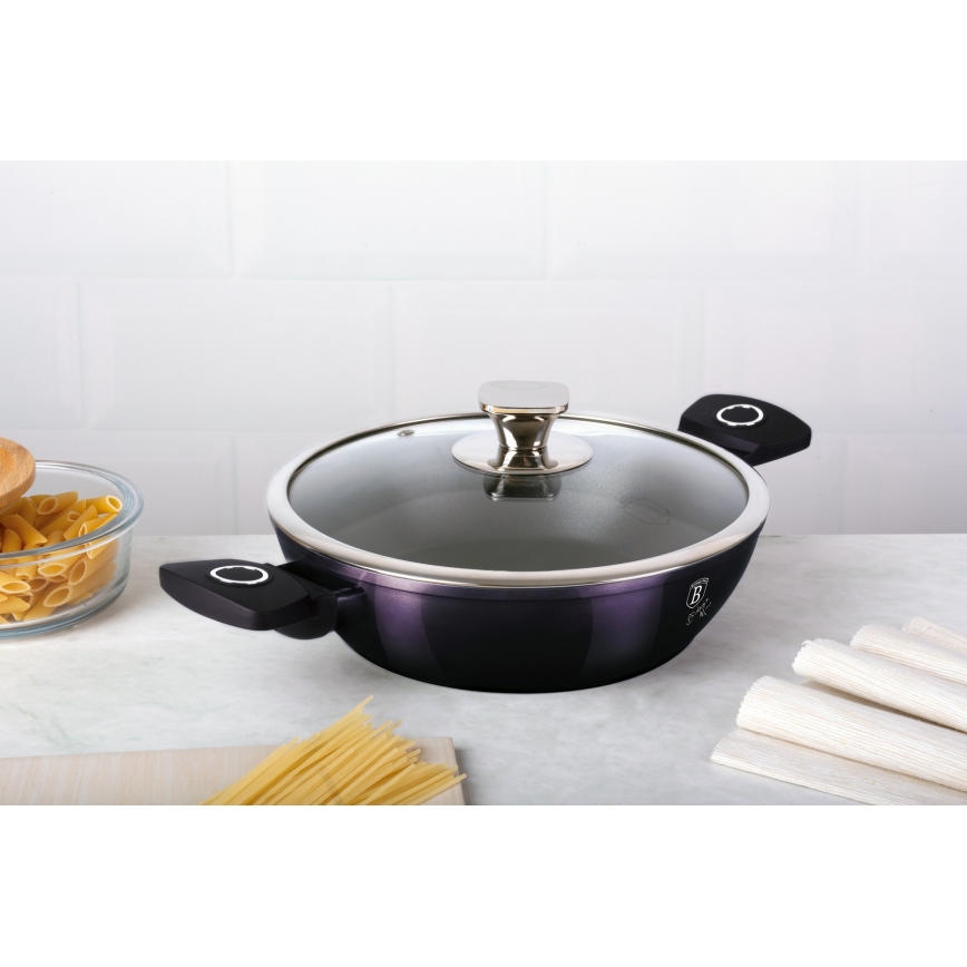 BerlingerHaus - Shallow pot with titanium surface + lid 24 cm purple