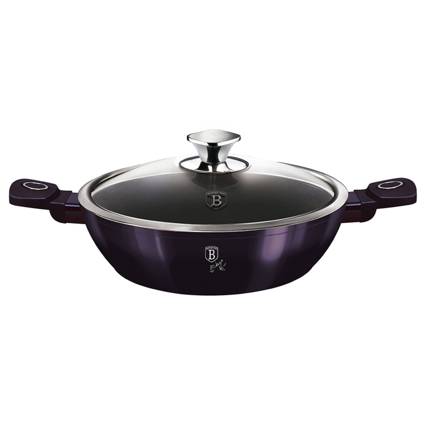BerlingerHaus - Shallow pot with titanium surface + lid 24 cm purple
