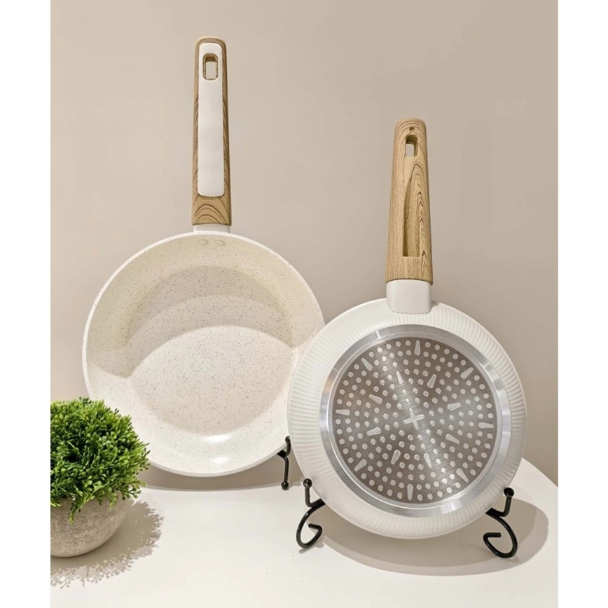 BIANCO 20 cm Frying Pan, Cream/Brown