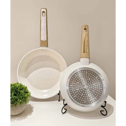 BIANCO 24 cm Frying Pan, Cream/Brown