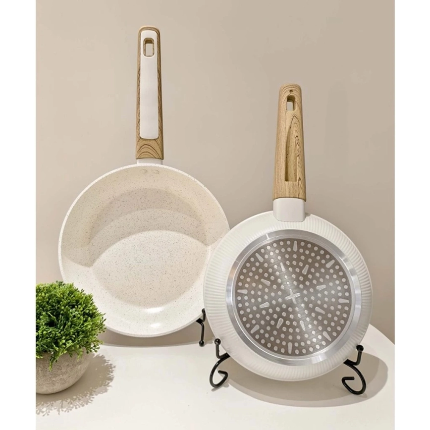 BIANCO 24 cm Frying Pan, Cream/Brown