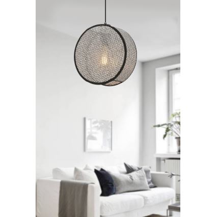 BIG DRUM cable-hung pendant light 1xE27/60W/230V grey/black