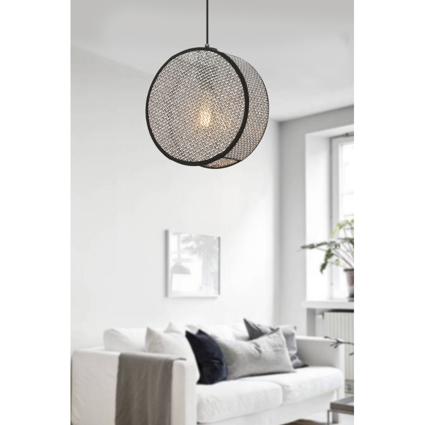 BIG DRUM cable-hung pendant light 1xE27/60W/230V grey/black