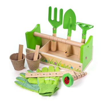 Bigjigs Toys - Gardening set in a crate