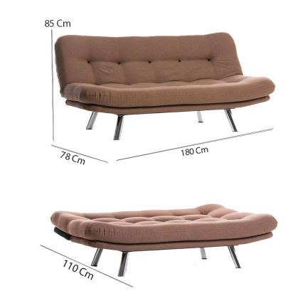 BINA Two-Seater Sofa Bed, Light Brown