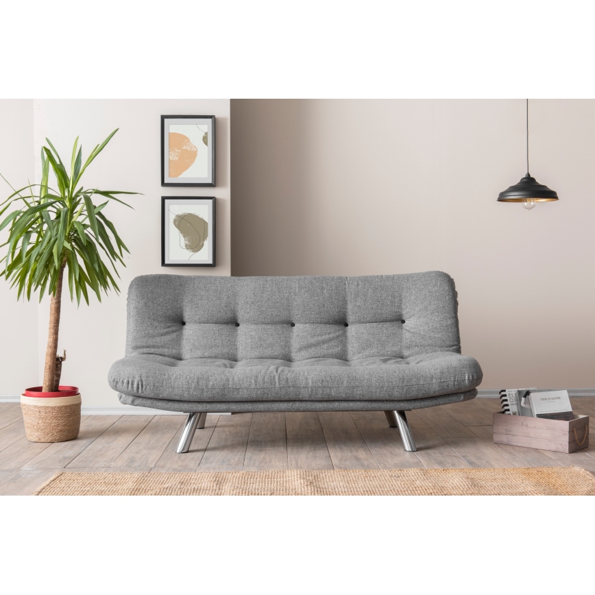 BINA two-seater sofa bed, light grey