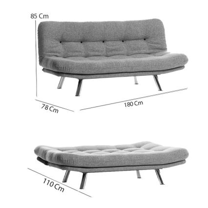 BINA two-seater sofa bed, light grey