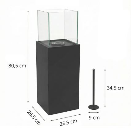 Bioethanol fireplace ALICANTE 26,5x80,5 cm 2kW black