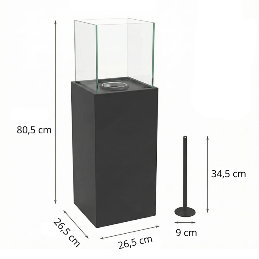 Bioethanol fireplace ALICANTE 26,5x80,5 cm 2kW black