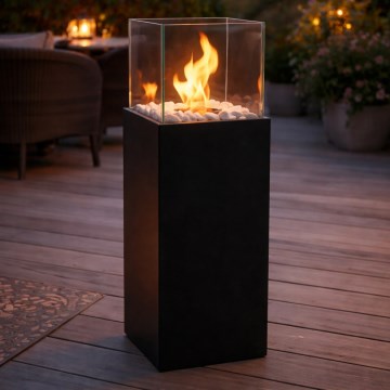 Bioethanol fireplace ALICANTE 26,5x80,5 cm 2kW black + protective cover