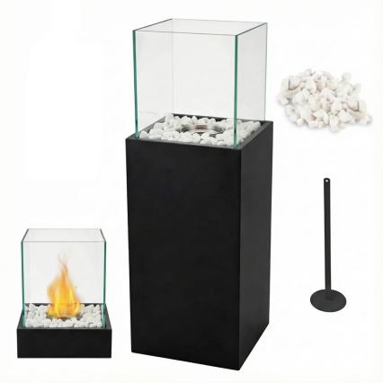 Bioethanol fireplace ALICANTE 26,5x80,5 cm 2kW black + protective cover