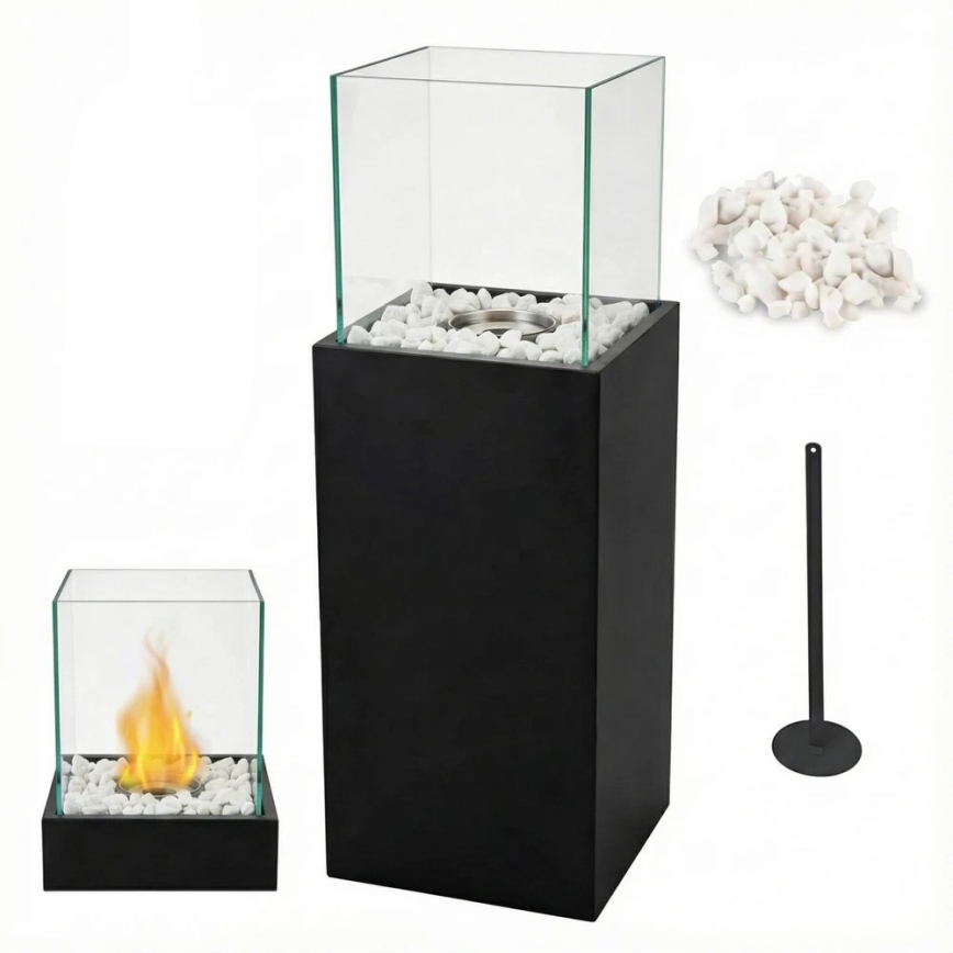 Bioethanol fireplace ALICANTE 26,5x80,5 cm 2kW black + protective cover