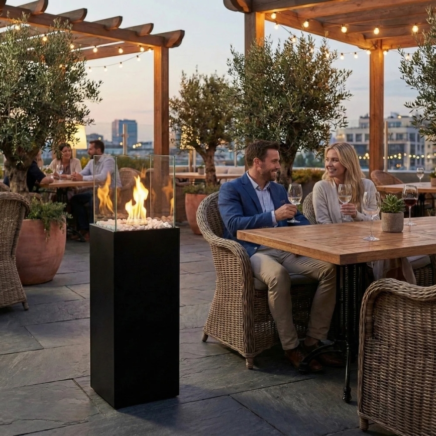 Bioethanol fireplace ALICANTE 26,5x80,5 cm 2kW black + protective cover