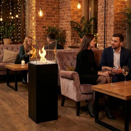 Bioethanol fireplace ALICANTE 26,5x80,5 cm 2kW black + protective cover