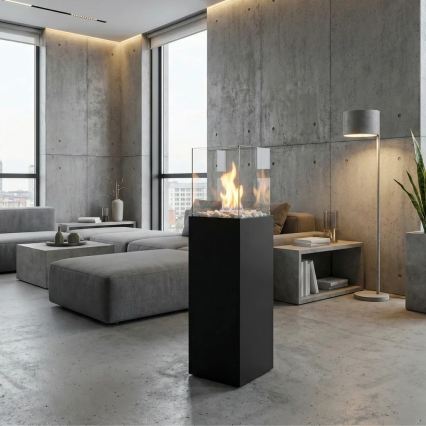 Bioethanol fireplace ALICANTE 26,5x80,5 cm 2kW black + protective cover