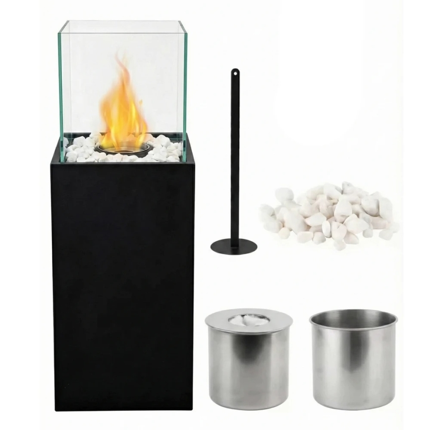 Bioethanol fireplace ALICANTE 26,5x80,5 cm 2kW black + protective cover