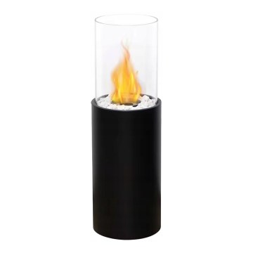 Bioethanol fireplace ROMA 26.5 x 80.5 cm 2 kW black + protective cover
