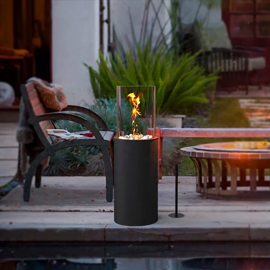 Bioethanol fireplace ROMA 26.5 x 80.5 cm 2 kW black + protective cover