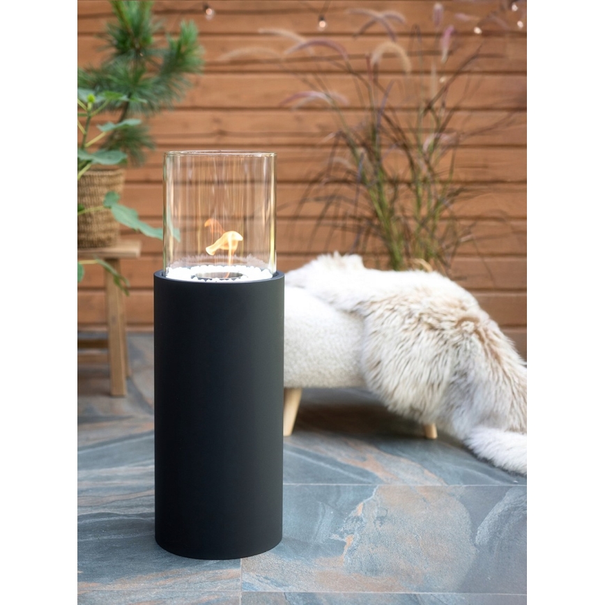 Bioethanol fireplace ROMA 26.5 x 80.5 cm 2 kW black + protective cover