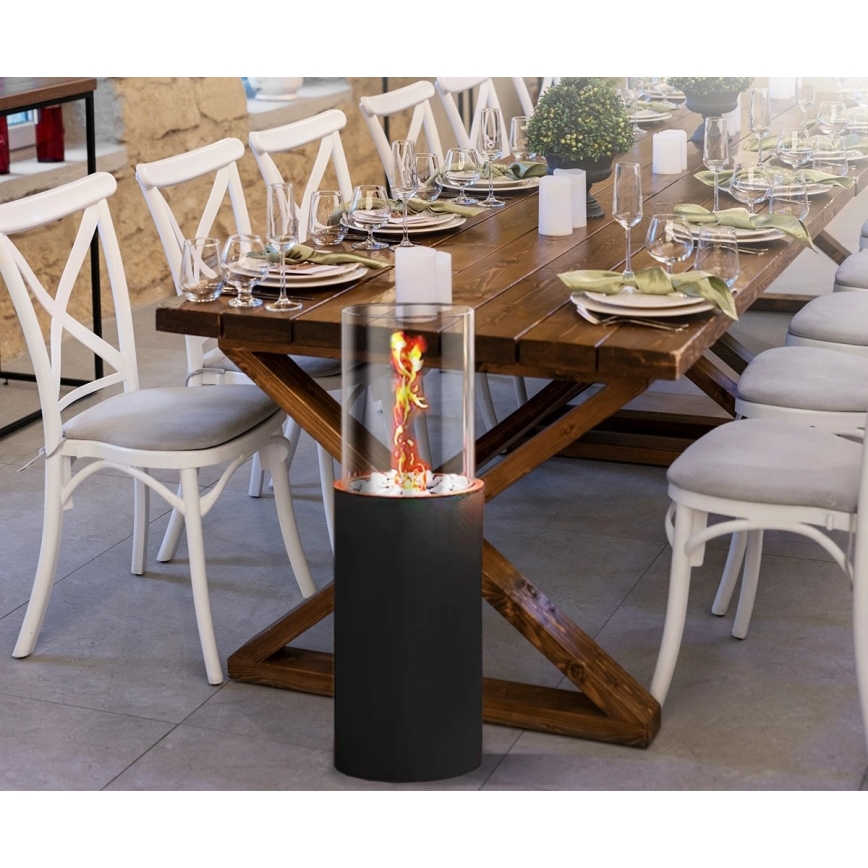 Bioethanol fireplace ROMA 26.5 x 80.5 cm 2 kW black + protective cover