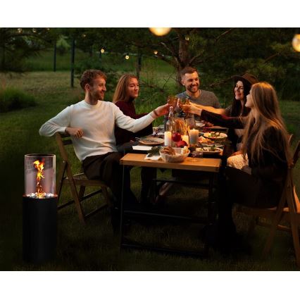 Bioethanol fireplace ROMA 26.5 x 80.5 cm 2 kW black + protective cover