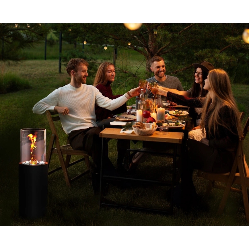 Bioethanol fireplace ROMA 26.5 x 80.5 cm 2 kW black + protective cover