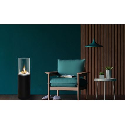 Bioethanol fireplace ROMA 26.5 x 80.5 cm 2 kW black + protective cover